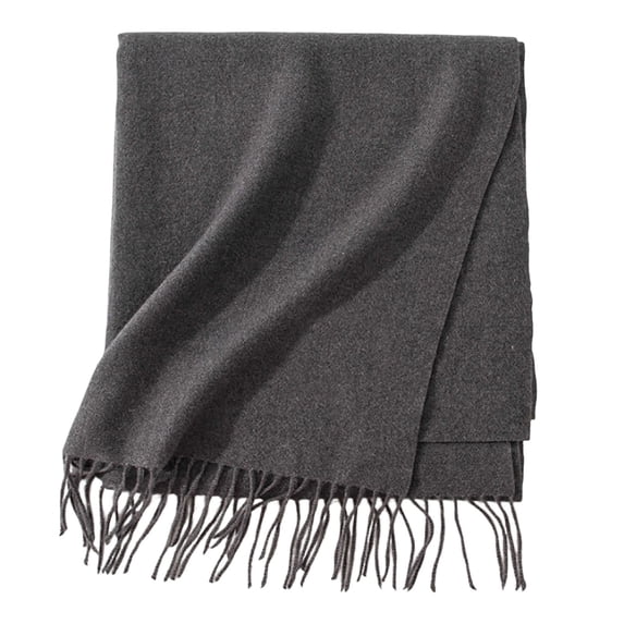 PRINxy Women’s Solid Soft Fringe Thermal Scarf, Plush Long Neck Shawl For Outdoor Skiing Holiday Travel Days Dark Gray
