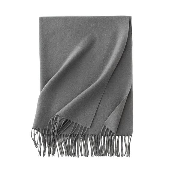 PRINxy Women’s Solid Soft Fringe Thermal Scarf, Plush Long Neck Shawl For Outdoor Skiing Holiday Travel Days Gray