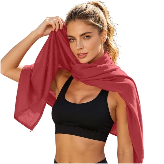 PRINxy Women’s Solid Thin Textured Linen Wrap Shawl, Soft Airy Long Neck Scarf For Gym Beach Trips Daily Casual Errands Wine