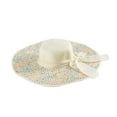 thumbnail image 1 of PRINxy Women’s Speckled Marled Wavy Brim Straw Hat, Solid Tone Satin Bow Accent Lightweight Sun Hat for Summer Errands & Picnics White, 1 of 3