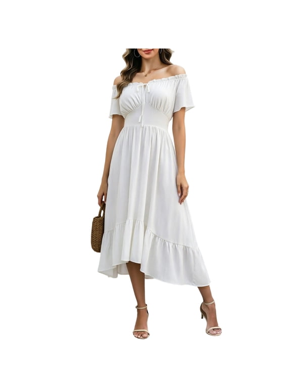 Women's Trendy Summer Sleeveless Halloween Costume Dress Tiered Layer Ruched Detail for Themed Party and Costume Ball White L