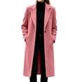 thumbnail image 1 of PRINxy Women's Warm Wool Long Sleeve Notch Lapel Single Breasted Coat with Chest Pocket for Fall Winter Office Pink XL, 1 of 9
