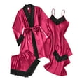 thumbnail image 1 of PRINxy Womens 4 Piece Satin Pajama Sets Robe Shorts Crop Tank Tops Nightdress Soft Lace Sleepwear Set Lightweight Loungewear Sets Hot Pink M, 1 of 7