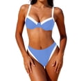 thumbnail image 1 of PRINxy Womens Swimsuit Set Plain Drawstring 2 Piece Swimwear Casual Texture for Beach Pool Daily Use Blue L, 1 of 9