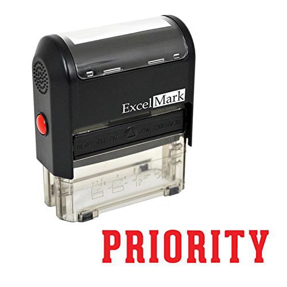 PRIORITY Self Inking Rubber Stamp - Red Ink (ExcelMark A1539) - Walmart.com