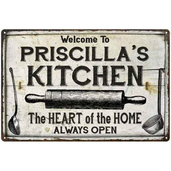 PRISCILLA'S Kitchen Farmhouse Sign 12 x 18 Matte Finish Metal 112180033276