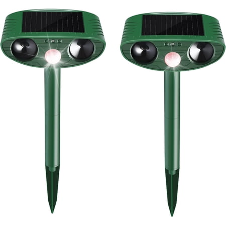 PRISESSA 2 Pack Deer Repellent for Plants, Solar Motion Activated Animal Repeller, Ultrasonic Rabbit & Cat Deterrent for Garden Yard