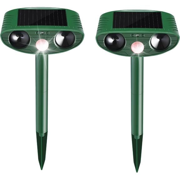 PRISESSA 2 Pack Deer Repellent for Plants, Solar Motion Activated Animal Repeller, Ultrasonic Rabbit & Cat Deterrent for Garden Yard