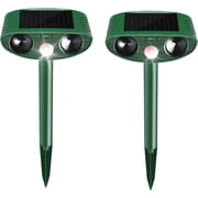 PRISESSA 2 Pack Rabbit Repellent Outdoor Solar Powered, Motion Activated Ultrasonic Animal Repeller for Garden Yard, Deer & Cat Deterrent, Waterproof