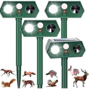 PRISESSA 4 Pack Solar Squirrel Repellent Outdoor, Ultrasonic Animal Repeller with Motion Sensor Deer Repellent Devices for Yard