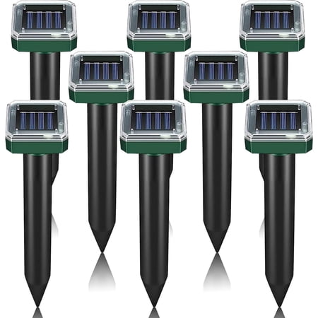 PRISESSA 8 Pack Deer Repellent Devices Solar Powered, Ultrasonic Animal Repeller Outdoor, Squirrel Repellent for Yard Garden