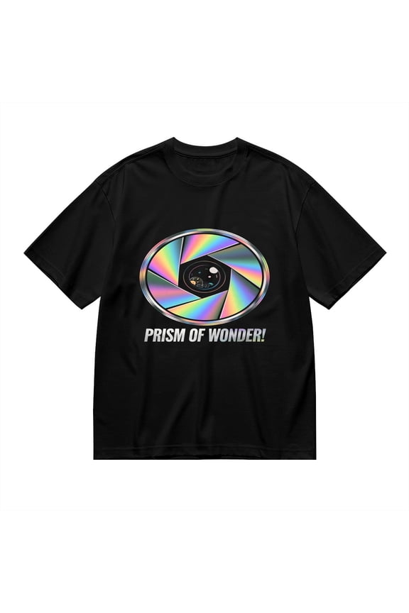 PRISM OF WONDER,Rainbow Aperture Print, Vintage T Shirt, Cotton T-Shirt for Men, 23666254,S