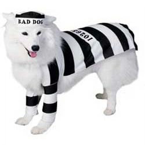 Prisoner Jail Bad Dog Black and White Convict Pet Costume Large