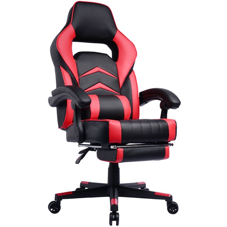 PRISP Gaming Chair with Footrest and Reclining Backrest, Racing Style High  Back Office Chair - Chaise Gamer
