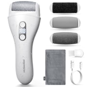 PRITECH Electric Foot Callus Remover, Rechargeable Waterproof Electronic Pedicure Tool for Dead Skin & Cracked Heels,GiftWhite