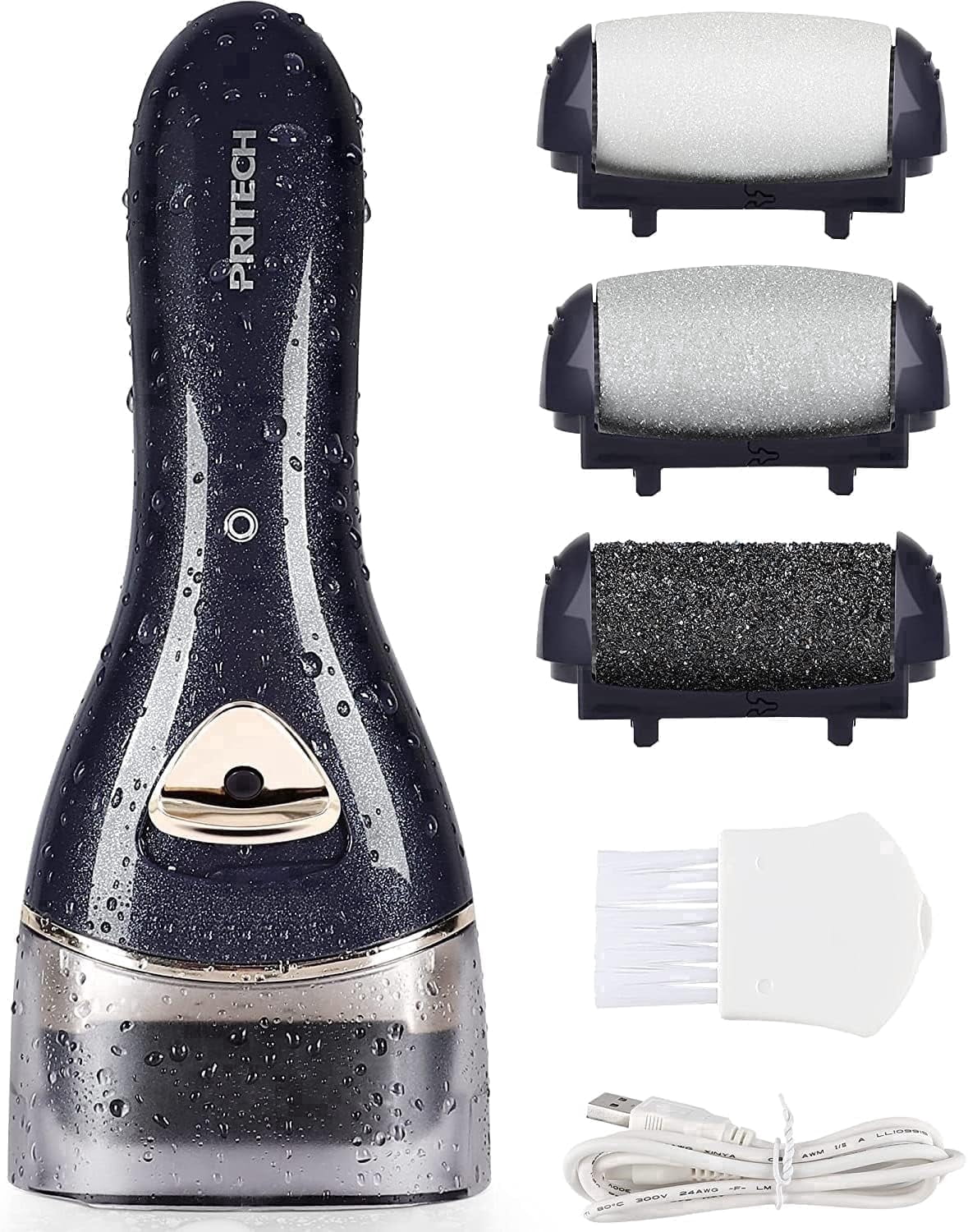PRITECH Electric Foot Callus Remover Tool, Electric Pedicure Foot File, Rechargeable Callus Removers Kit Extra Thick, Heel, Hand, Skin Gift(Black)