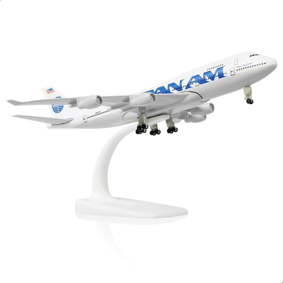 PRIYAL 747 1/300 Scale Airplane Model Saudi Arabian Boeing 747 Diecast Metal Panam Model Plane Kits for Adult (with Stand) Aircraft Model for Gifts or Desktop Display Collections -8 inches L