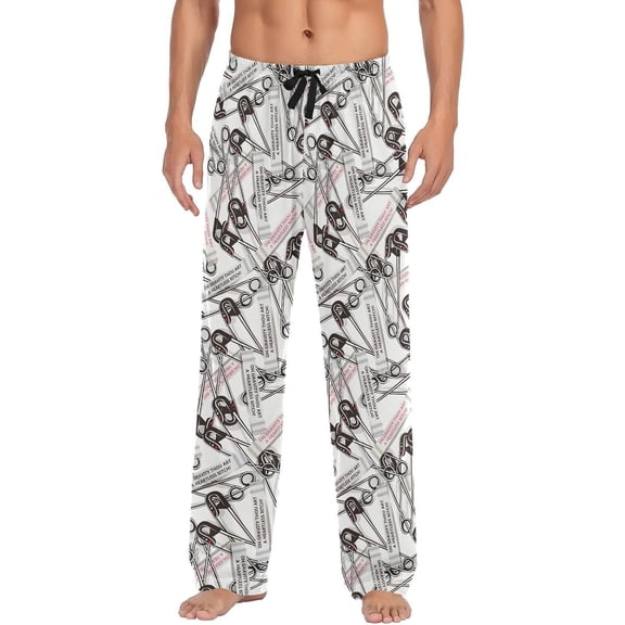 PRIYAL Abstract Geometric Halftone Stripes Gray Mens Pajamas Bottoms Cotton Sleep Pants with Pockets Pajama For Mens