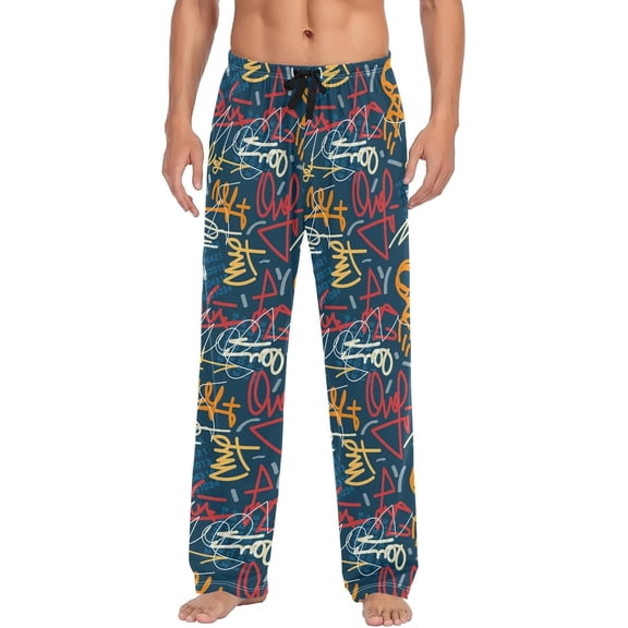 PRIYAL Abstract Geometric Halftone Stripes Gray Mens Pajamas Bottoms Cotton Sleep Pants with Pockets Pajama For Mens