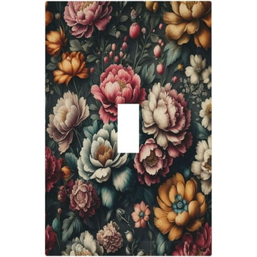 PRIYAL Boho Peony Flowers Colorful Floral 1 Gang Single Toggle Wall Plate Cover Covers Decorative Switchplate Electrical Faceplate for Bathroom Bedroom Decor