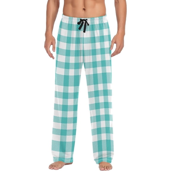PRIYAL Buffalo Plaid Check Blue Green Pajama Pants Mens Lounge Pants Casual Men Pajama Bottoms