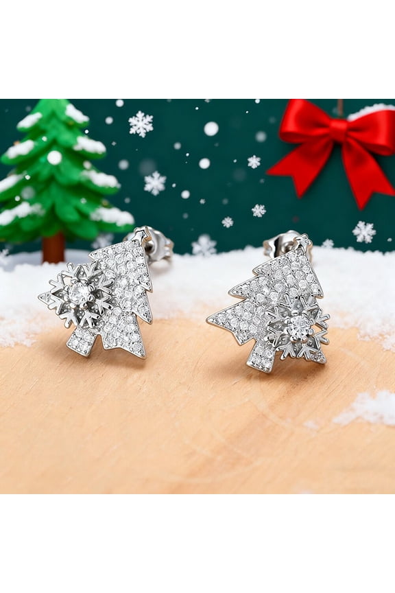 Christmas Earrings for Women, Hypoallergenic Christmas Tree Earrings, Cute Moonstone Reindeer Stud Earrings Christmas Jewelry Gifts
