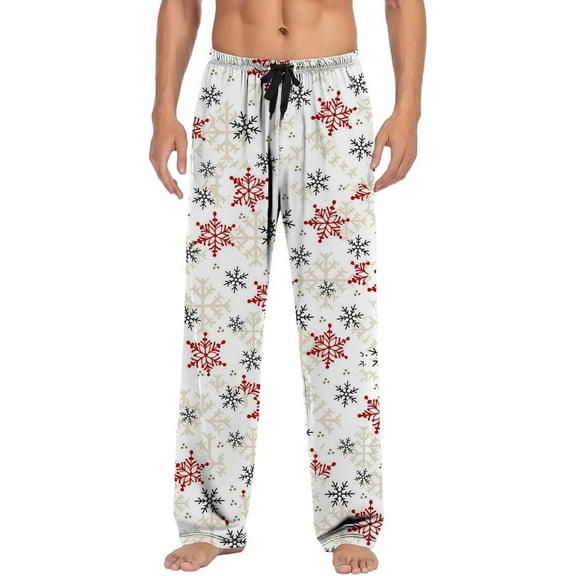 PRIYAL Christmas Flannel Pajama Pants for Man Sleep Lounge Pjs Bottoms Soft Wide Leg Comfy Drawstring Night Pants Pockets