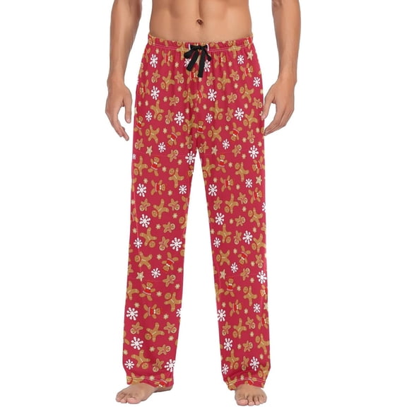 PRIYAL Christmas Winter Men's Pajama Pants Christmas Gingerbread Family Snow Super Soft Lounge Pajama Bottoms with Pockets