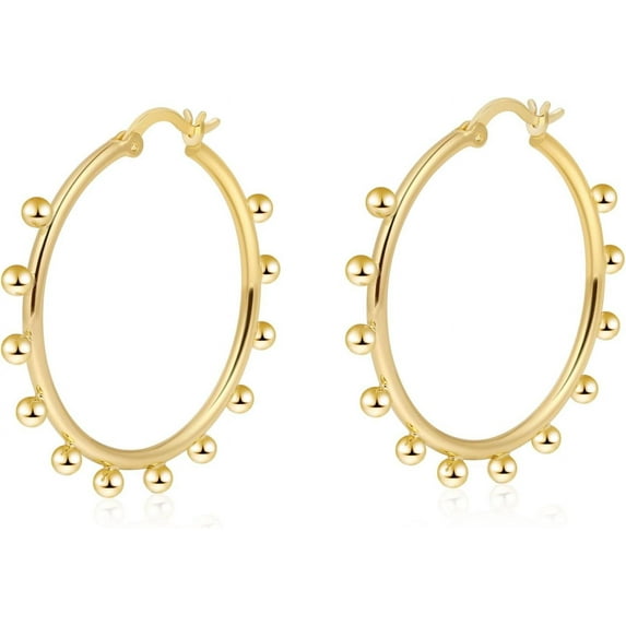 PRIYAL Chunky Gold Stud Earrings for Women 14k Gold Plated Hypoallergenic Earrings Statement Trendy Fashion Gold Jewelry Gifts