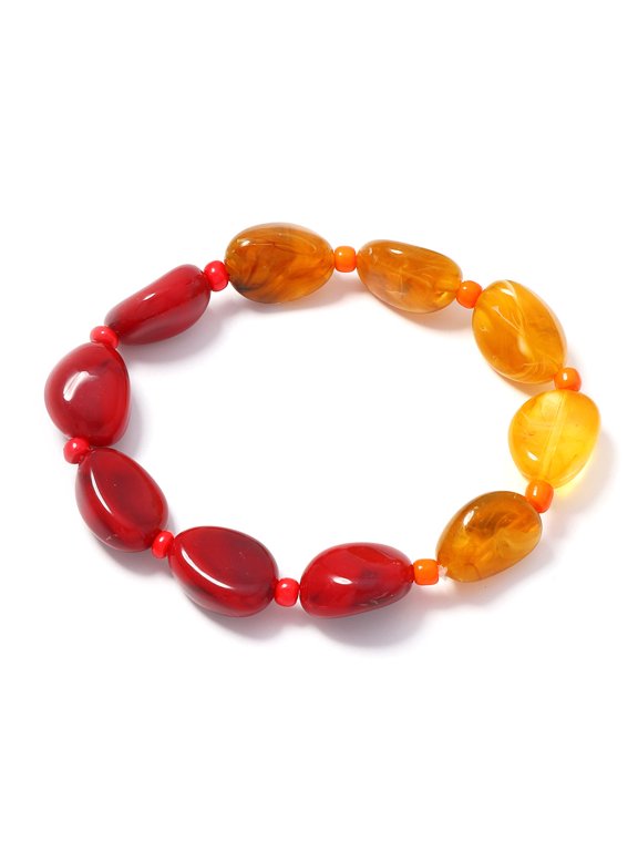 PRIYAL Colorful Chunky Bead Bracelet for Women Beaded Statement Bracelet Boho Acrylic Resin Bead Strand Bracelet for Summer Beach Jewelry Gift For Her