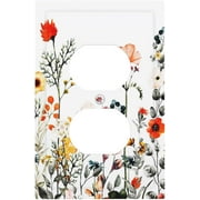 PRIYAL Country Spring Colorful Wild Flower Floral 1-Gang Duplex Outlet/ 5 x3 IN Wall Plate Abstract Art Device Decorator Outlet Light Switch Cover Electrical Switchplate Cover
