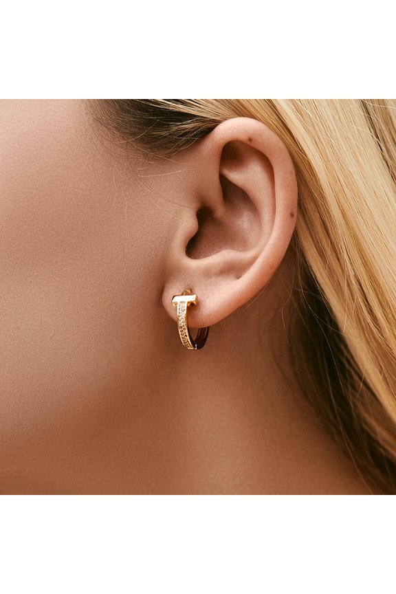 Cubic Zirconia Hoop Earrings,Three Row Diamon Arrows | Double Row of Diamonds Huggie Earrings for Women