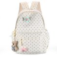 thumbnail image 1 of PRIYAL Cute Backpack Kawaii Polka Dot Backpack Aesthetic Rucksack Travel Daypack with Star Pins and Bear Pendant, 1 of 9