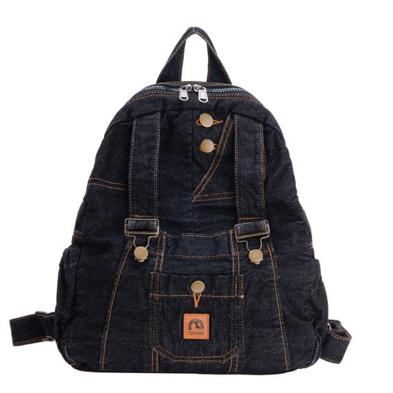 PRIYAL Denim Backpack for Women Vintage Y2K Grunge Style Lightweight Canvas Rucksack Purse Daypack Aesthetic Cute Travel Jeans Bag