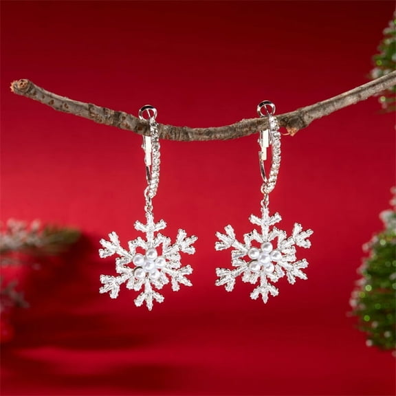 PRIYAL Elegant Christmas Tree & Snowflake Drop Earrings - Sparkling Rhinestone Geometric Pendant Dangle Earrings for Women, Festive Holiday Party Jewelry, Christmas Earrings, Earring For Women