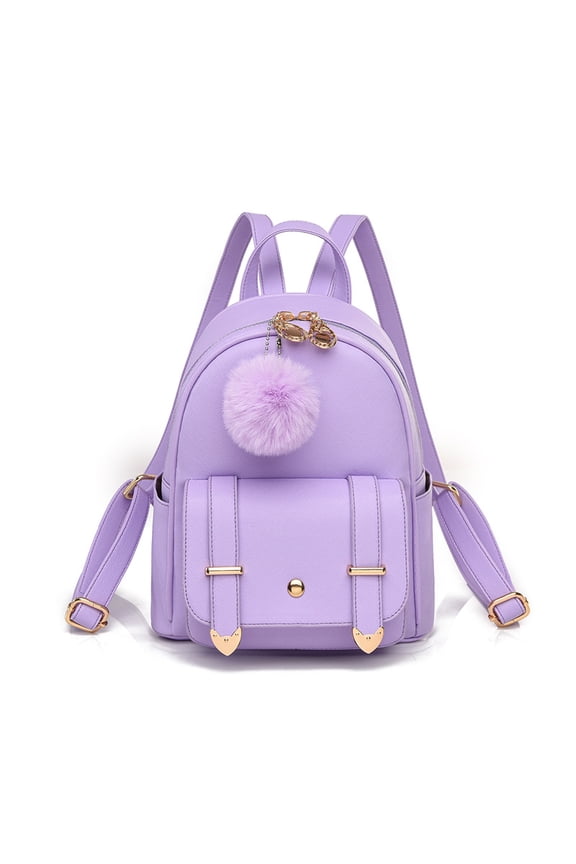 Fashion Backpack Mini Backpack Purse for Women Purses PU Leather Pompom Backpack Shoulder Bag