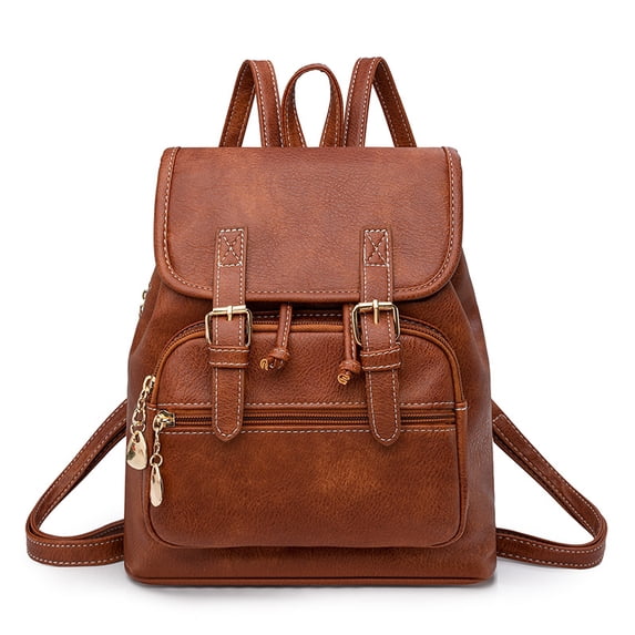 PRIYAL Fashion PU Leather Backpack Purse for Men Women Travel Backpack Bag with Ladies Shoulder Handbags Casual Daypack