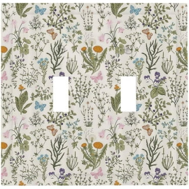 PRIYAL Flora Vintage Garden Plants Flowers Botanical Double Toggle Wall Plate Light Switch Cover Decorative Wall Plate Switchcovers Electrical Switchplate for Bathroom Bedroom Decor