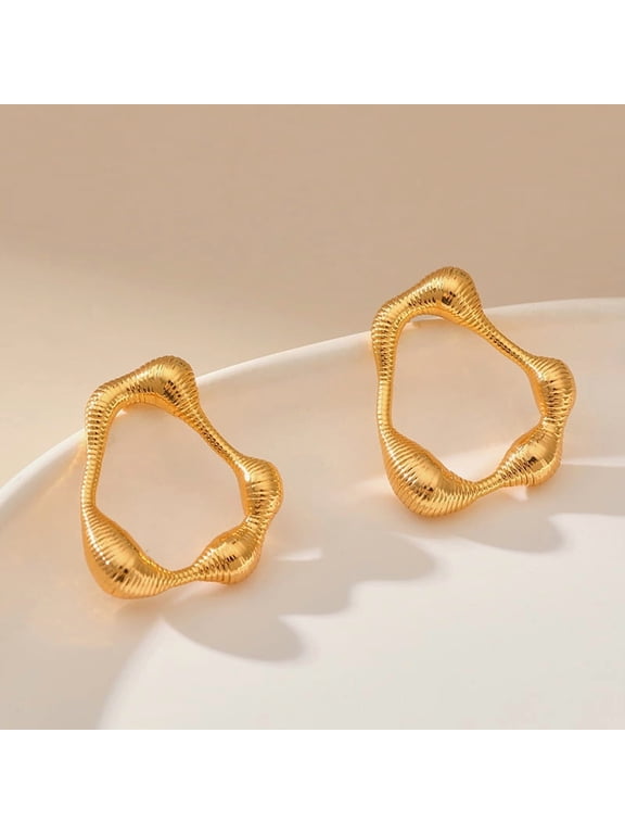 Gold Earrings for Women 14K Gold Plated Chunky Gold Earrings Earrings Dupes Irregular Waterdrop Hoop Earrings for Women Trendy Jewelry Gifts