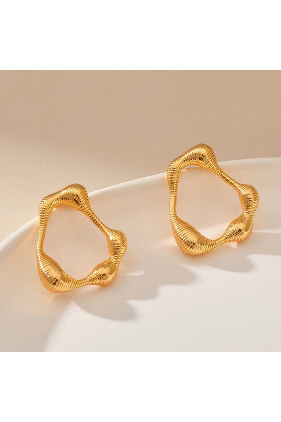 Gold Earrings for Women 14K Gold Plated Chunky Gold Earrings Earrings Dupes Irregular Waterdrop Hoop Earrings for Women Trendy Jewelry Gifts