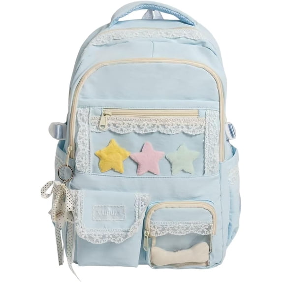 KKLDOGS Kawaii ita Backpack Cute Lace Backpack Coquette Aesthetic Back Pack Y2K Daypack with Clear Pockets