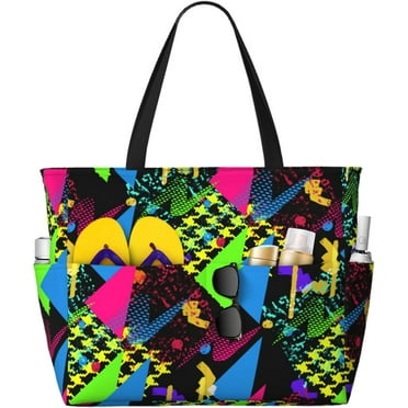 PRIYAL Large Beach Tote Bag Women Waterproof Sandproof Zipper Beach Tote Bag for Pool Gym Grocery Travel with Wet Pocket
