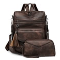 thumbnail image 1 of PRIYAL Leather Laptop Backpack for Women 15.6 Inch Work Backpack With Purse for Travel Work, 1 of 12