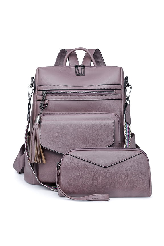 Leather Laptop Backpack for Women 15.6 Inch Work Backpack With Purse for Travel Work
