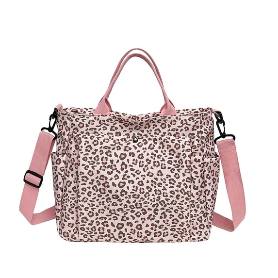 PRIYAL Leopard Tote Bag for Women Nylon Shoulder Handbag Crossbody Bag | Lightweight Leopard Print Tote Handbag for Travel Work