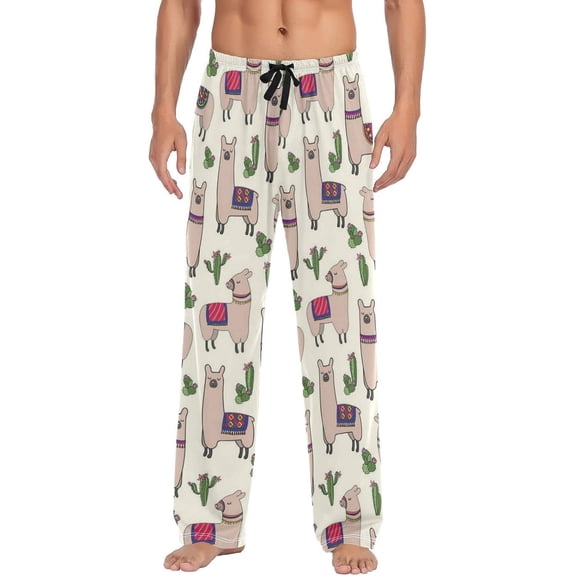 PRIYAL Llamas Blooming Cactus Pajama Pants Mens Lounge Pants Casual Men Pajama Bottoms with Pockets Drawstring