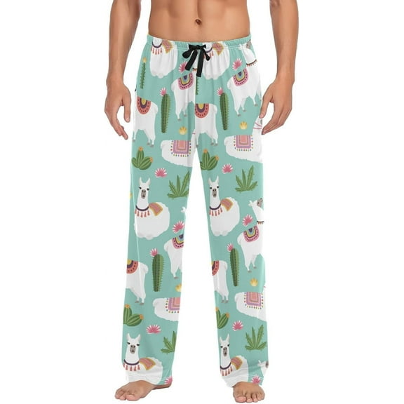 PRIYAL Llamas Blooming Cactus Pajama Pants Mens Lounge Pants Casual Men Pajama Bottoms with Pockets Drawstring