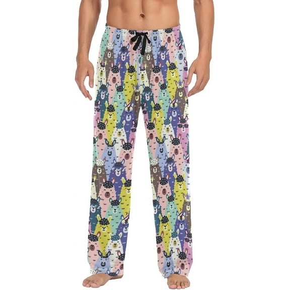 PRIYAL Llamas Blooming Cactus Pajama Pants Mens Lounge Pants Casual Men Pajama Bottoms with Pockets Drawstring