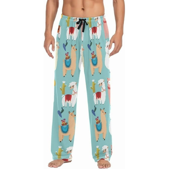 PRIYAL Llamas Blooming Cactus Pajama Pants Mens Lounge Pants Casual Men Pajama Bottoms with Pockets Drawstring