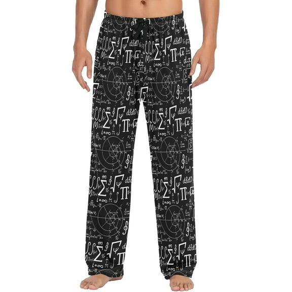PRIYAL Mathematics Print Pajama Pants for Men Comfort Sleep Lounge Bottoms Straight-fit with Pockets S-XXL